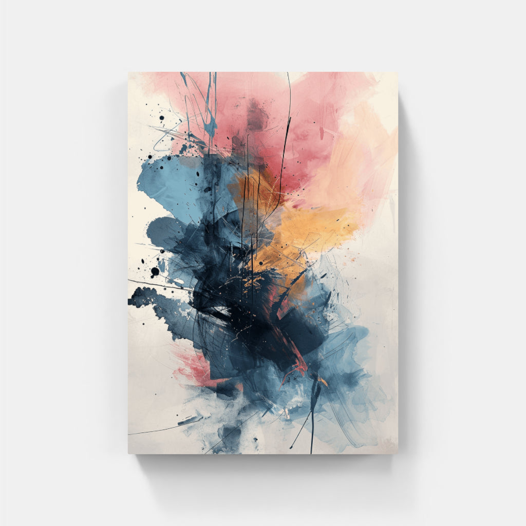 Abstract pink blue orange canvas wall art 