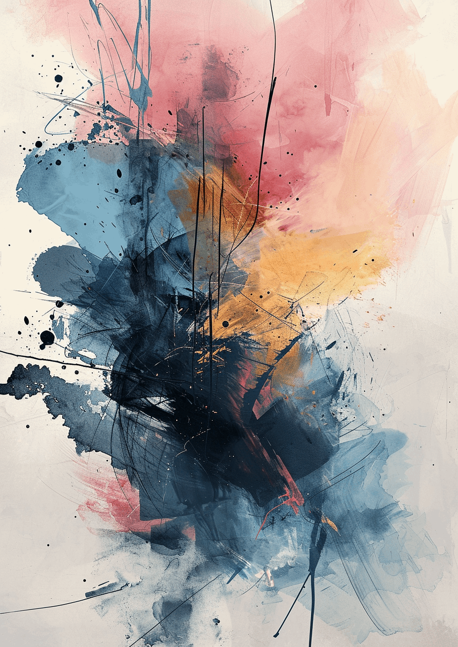 Brush Stroke Pink Blue Wall Art - Art Souq